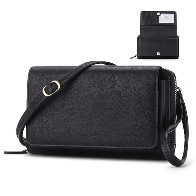 Bandolera RONSIN tipo cartera con tarjeta RFID negra para mujer