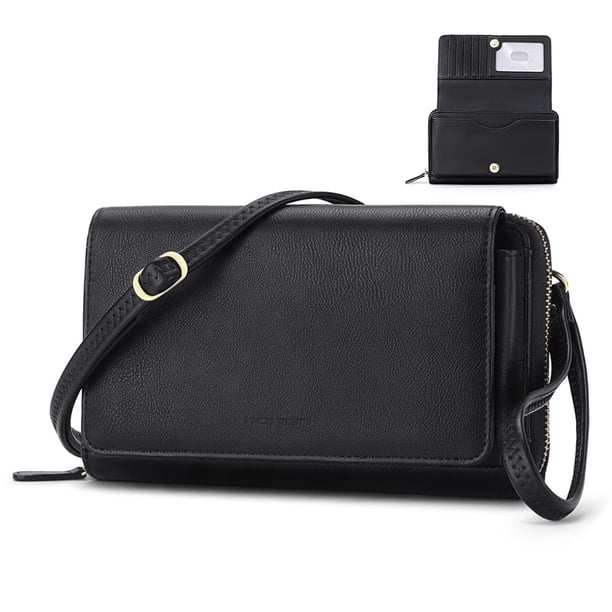 Bandolera RONSIN tipo cartera con tarjeta RFID negra para mujer