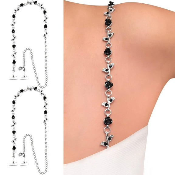 Roses Crystals (Black) Rhinestone Dress Straps | by PIN STRAPS