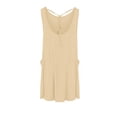 thumbnail image 6 of Nmnitkp Women's Crinkle Sleeveless Tank Dress, Round Neck Tie Back Loose A-Line Mini Dress with Pockets, Casual Summer Dress for Beach, Vacation & Daily Wear Beige,S, 6 of 8