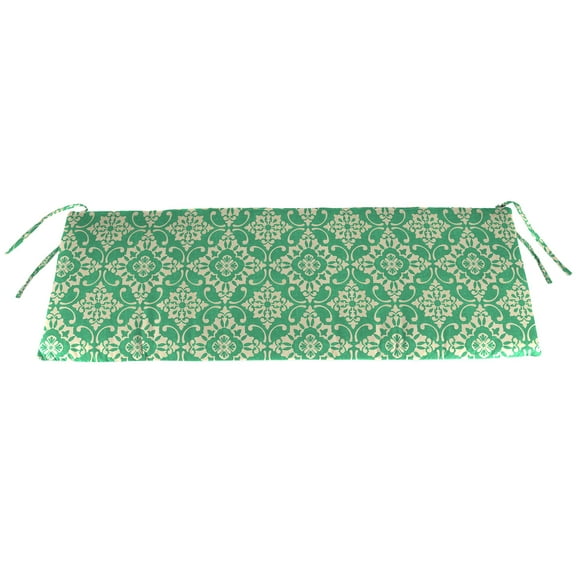 Jordan Manufacturing 48" x 19.5" Scampi Emerald Green Medallion Rectangular Outdoor Settee Swing Bench Cushion with Ties