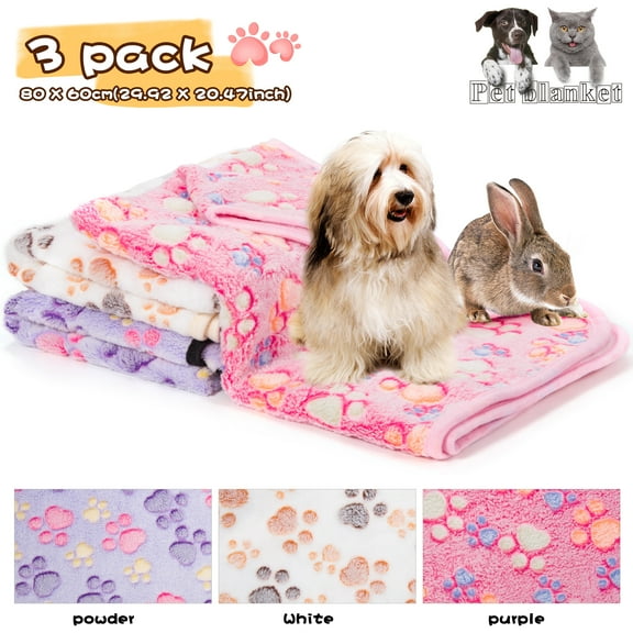 Luxmo Dog Cat Blanket Soft Fleece Blankets Sleep Mat Pad Bed Cover with Paw Print for Kitten Puppy and Other Small Animals