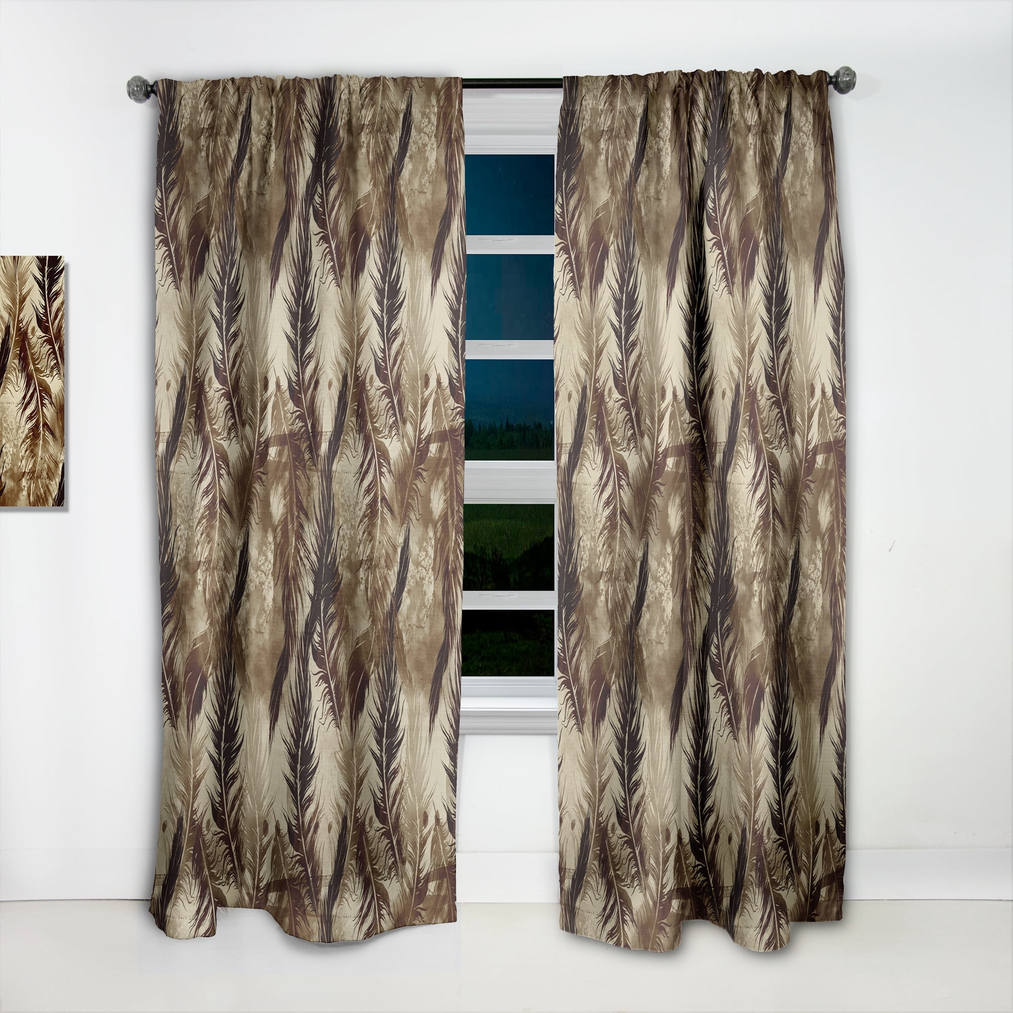 Designart 'Bird Feathers XV' Southwestern Curtain Panel
