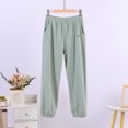 thumbnail image 3 of HVOBTTY Women's Soft Pajama Pants, Sleep Pants Women, Womens Fashionable Solid Color Fleece Casual Home Elastic Waist Pajamas Pants Green, M, 3 of 4