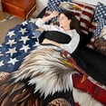 thumbnail image 4 of Feelyou Wildlife Eagle Boys Bedding Comforter Set 7pcs, Vintage American Flag Queen Bedding Sets, Rustic Farmhouse Hunting Reversible Queen Sheet Sets, Lightweight Room Decor, 4 of 7