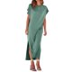 thumbnail image 3 of Lucakuins - Vestido de playa informal de verano para mujer, color sólido, manga corta de murciélago, cuello redondo, vestido dividido Lucakuins  moda, 3 of 8
