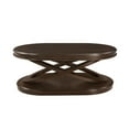 thumbnail image 6 of Hassch American Style Coffee Table, 2-Tier Oval Wooden Center Table with X-Shaped Base & Rounded Corners, 44"L x 28"W x 17"H, Espresso, 6 of 8