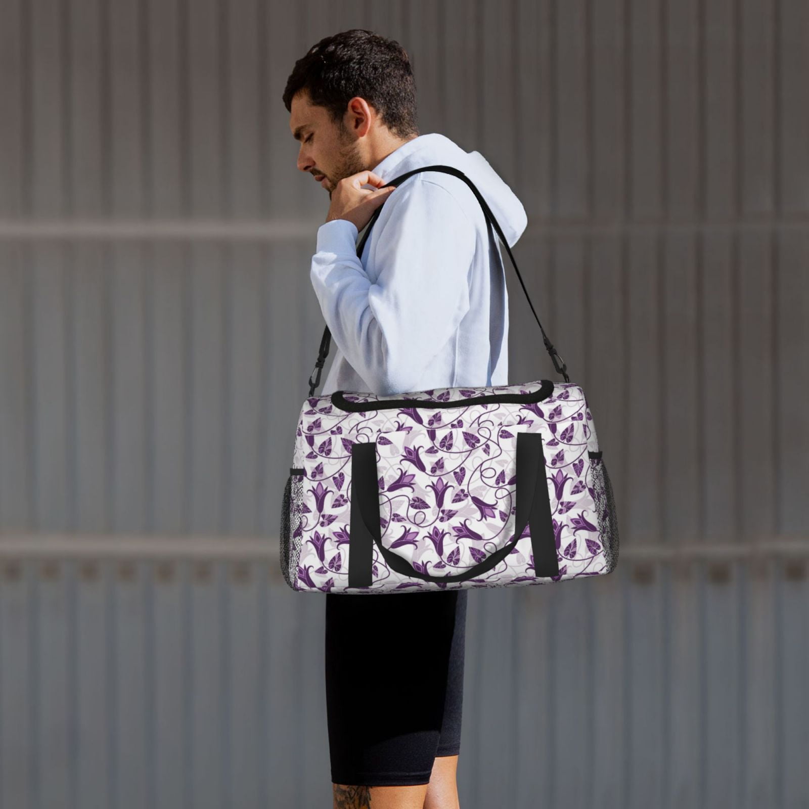 Fuzoiu Violets Flowers Print Travel Duffle Bag,Carry On Tote Bags,Duffel Bag,Sport Gym Bag, Hospital Bag for Labor and Delivery, Overnight Bag,Luggage Bag