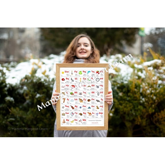 ARMENIAN Alphabet POSTER Print With Words And English Translations (16 x 20 inches)