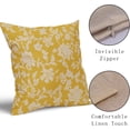 thumbnail image 3 of Yellow Floral Pillow Covers 16x16 Set of 2 Brown Cream Vintage Flower Block Print Pattern Decorative Throw Pillowcases Outdoor Rustic Farmhouse Square Cushion Cases Decor for Home Couch Sofa Bed, 3 of 7
