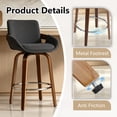 thumbnail image 4 of CRERIYO 26" Swivel Counter Height Bar Stool Set of 1, Linen Fabric Upholstered Bar Chair with Silver Ring Footrest and Walnut Wood Legs, Darkgray, 4 of 7