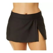 Anne Cole Limited Edition Women's Banded Side Slit Skirted Swim Bottom (Black, XL)