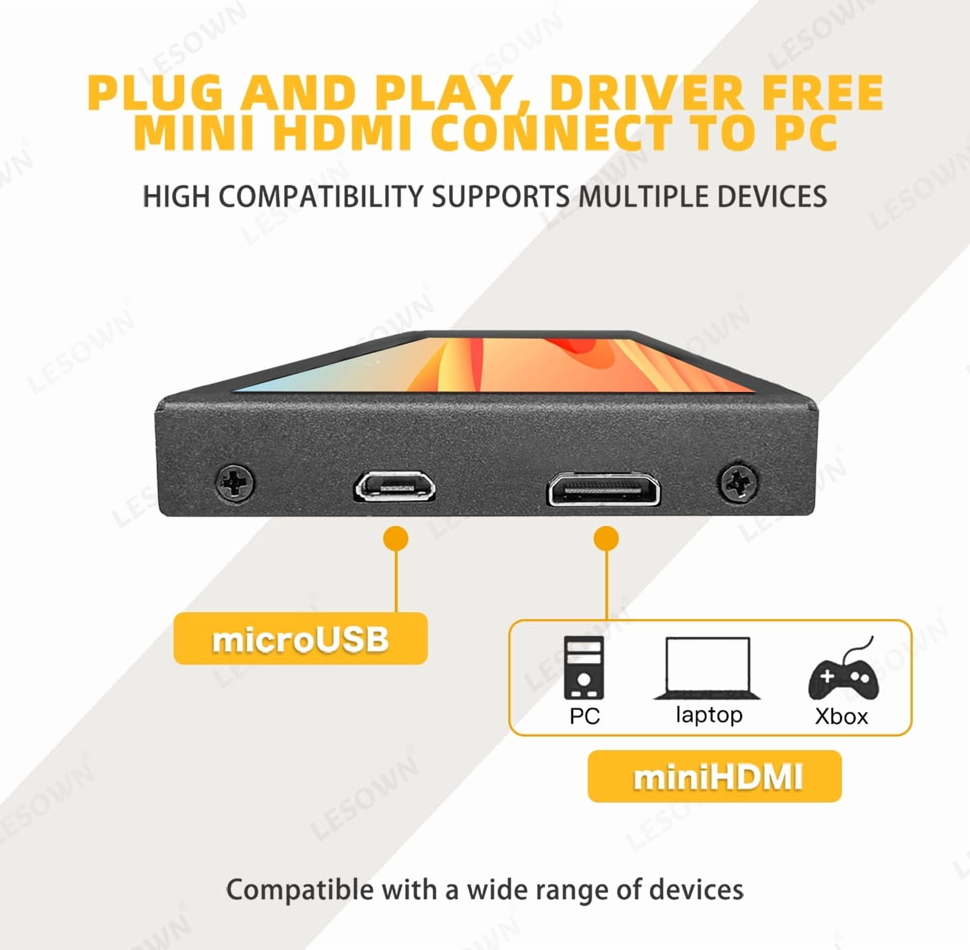 LESOWN Long Strip Monitor 7.9 inch IPS Secondary Screen Stretched Bar Display LCD 400x1280 HDMI Monitor 7.84" Small Expansion Display for Laptop Raspberry Pi Black