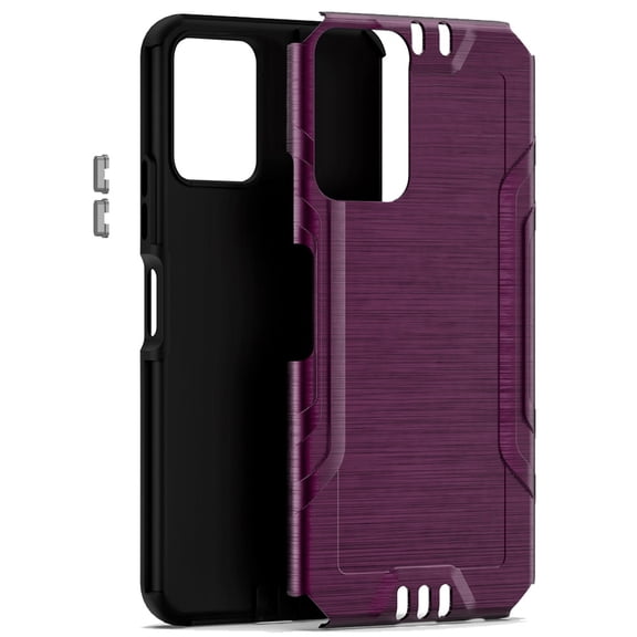 For Samsung A25 5G METKASE Strong Tough Metallic Design Hybrid in Premium Slide-Out Package - Dark Purple