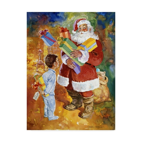 Trademark Fine Art 'Santa Bearing Gifts' Canvas Art by Hal Frenck