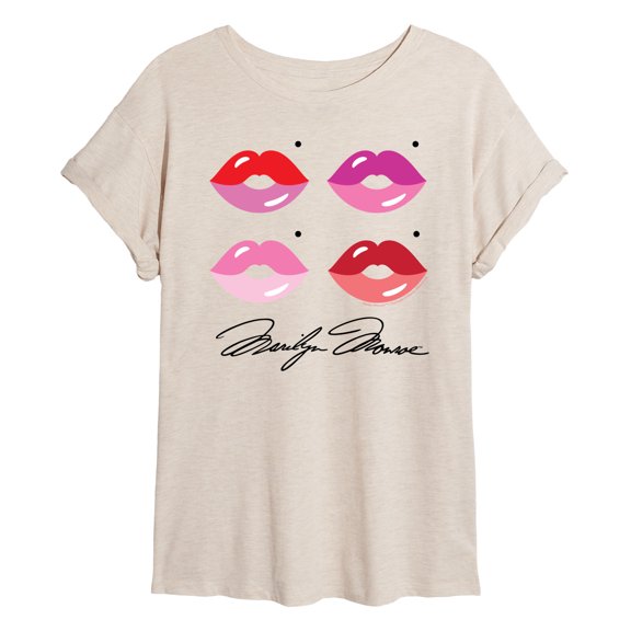 Marilyn Monroe - Lips Grid - Juniors Oversized Graphic T-Shirt