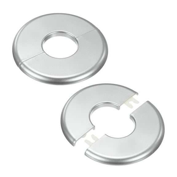 2-Pack Wall Split Flange, for 1.3 Inch/32mm OD Pipe ABS Escutcheon Plate Round Plumbing Cover Plates [Silver Tone]