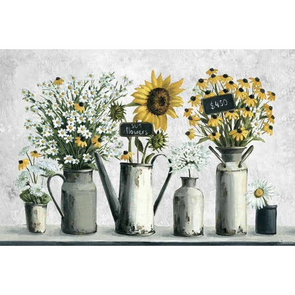 Parvez Taj Fresh Cut Sunflowers Painting Print on Wrapped Canvas