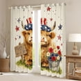 thumbnail image 2 of Manfei Kawaii Highland Cattle Blackout Curtains,Cute Stars Floral Curtains Pack of 2 (42x84 Each),Brown Red, 2 of 7