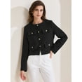 thumbnail image 3 of DARING DIVA Women's Cropped Button Down Work Business Tweed Blazers S Black, 3 of 6