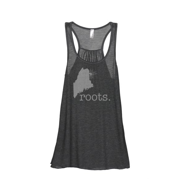 Thread Tank Home Roots State Maine ME 819W Women's Sleeveless Flowy Racerback Tank Top Charcoal Small