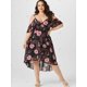 thumbnail image 2 of Vestido Talla Extra Asimétrico Estampado Floral Rosegal  Vestidos casuales de talla grande, 2 of 5