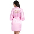thumbnail image 1 of LYMAYTER Satin Sleepwear Robe‌ for Women's Short Gilded Letters Bridal Party Bathrobe S-2XL, 1 of 9