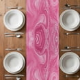thumbnail image 4 of Table Runner 120 Inches Long for Kitchen Dining, Pink Marble Dresser Scarf Farmhouse, Dining Table Decorations for Wedding/Parties, Modern Ombre Abstract Fluid Aesthetic Art 13 x 120 In, 4 of 8
