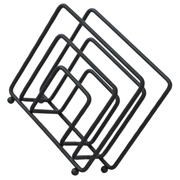 MLINS  Square Table Paper Towel Holder Iron Vertical Napkins Pantry Fan Design Black