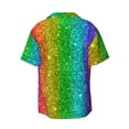 thumbnail image 6 of Lsque Glitter Rainbow print Men's Cuban Collar Short Sleeve Shirt Summer Beachwear Casual Button Down Fashionable Vacation Leisure Shirt-3X-Large, 6 of 7