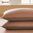 thumbnail image 2 of Spencer Set of 2 Pure Cotton Pillowcases for Hair and Skin Ultra Soft Pillow Covers with Envelope Closure (Coffee, Queen), 2 of 7