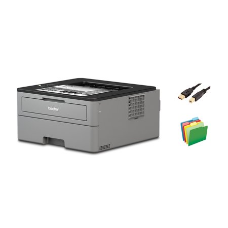 Brother HL-L23 Series Compact Monochrome Laser Printer, Print Copy Scan, Wireless, Mobile Printing, Duplex Printing, Auto 2-Sided Printing, 26 ppm, 250-sheet, With MTC Printer Cable and File Folders