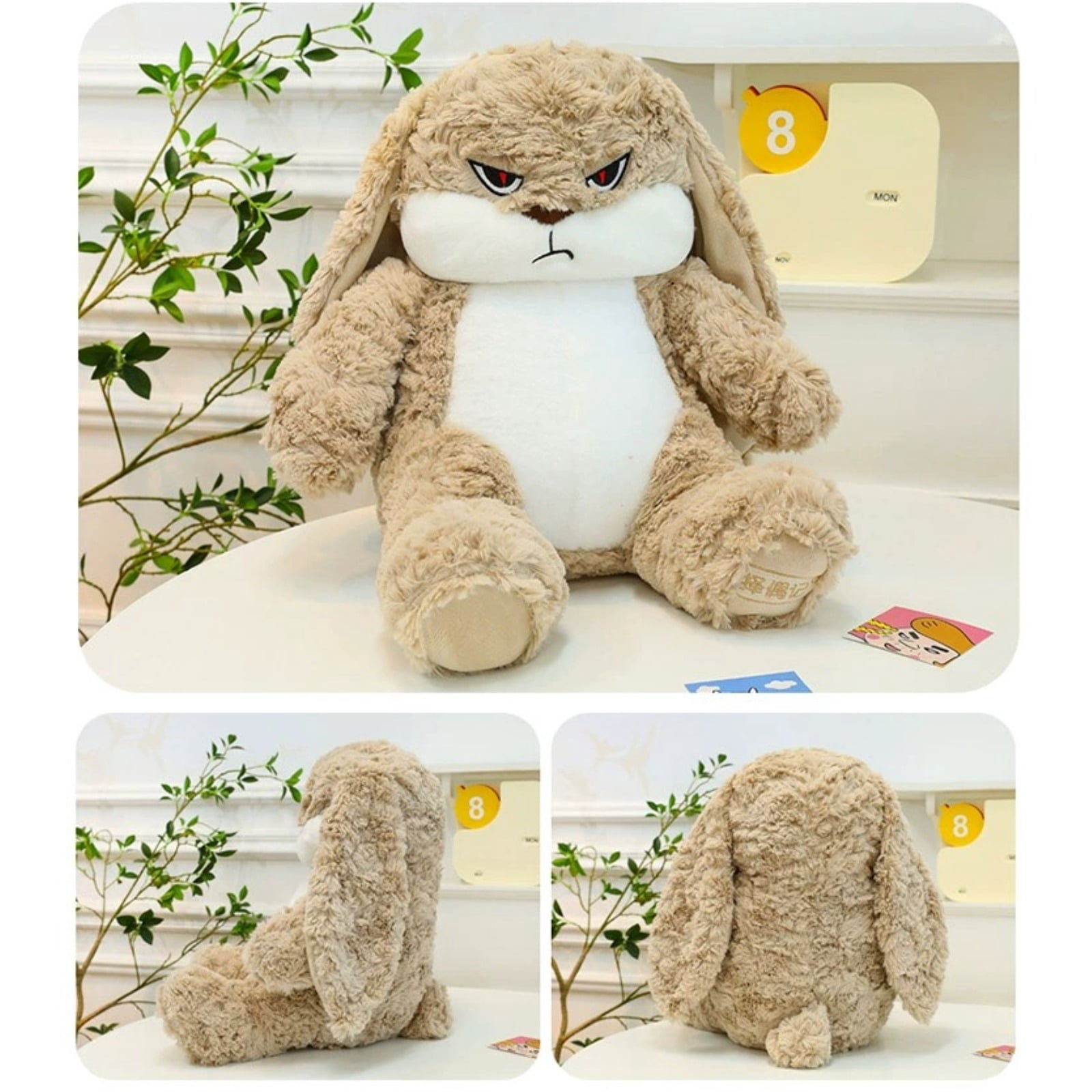Angry Bunny Plush Toy Cute Soft Stuffed Rabbit Funny Animal Doll Decor Gift