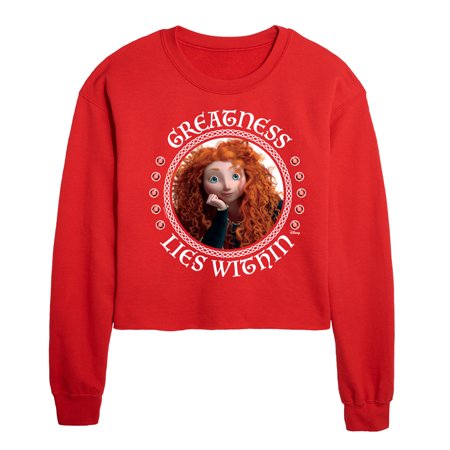 Disney Brave - Merida Greatness Lies Within - Juniors Cropped Crew Neck Sweatshirt