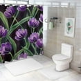 thumbnail image 7 of Autua Purple Green Floral Bathroom Décor Set with Hooks - Stylish Shower Curtain 36"x72, 7 of 7