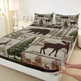 thumbnail image 3 of Feelyou Western Bear Deer Queen Sheet Sets, Vintage Rustic Patchwork Flat Sheet, Farmhouse Lodge Cabin Queen Fitted Sheet, Lightweight Room Decor, 4 Pieces, 3 of 7