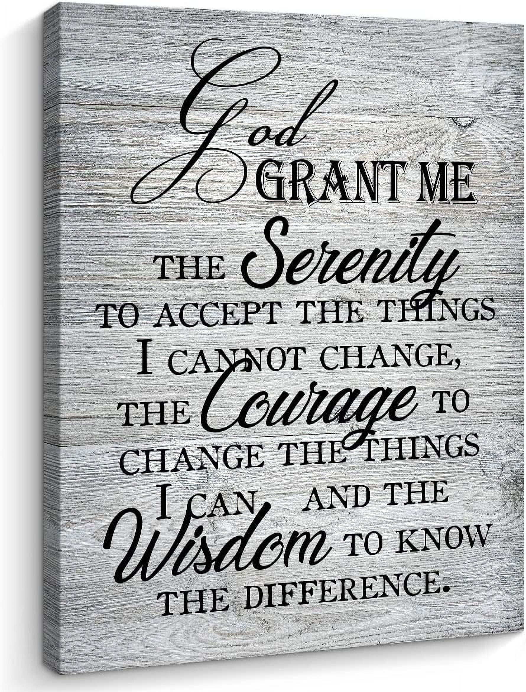 Serenity Prayer Canvas Wall Art, God Grant Me the Serenity Inspirational Wall Art Farmhouse Wall Decor for Bedroom Scripture Pray Room,Grey, Ready to Hang