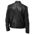 thumbnail image 4 of JIKNTTR Men's Vintage Stand Collar Leather Jacket Men's Leather Jacket Zip Leather Biker Jacket Long Sleeve Coats Leather Motorcycle Jacket, 4 of 4