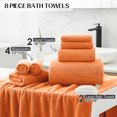 thumbnail image 6 of Kebury 8 Piece Bath Towel Set, 2 Oversize Bath Towels, 2 Hand Towels, 4 Washclothes, Soft Towel Quick Dry Highly Absorbent Shower Bathroom Towels Set Hotel Collection (Orange Red), 6 of 8