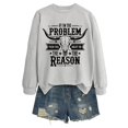thumbnail image 4 of Womens Country Music Western Sweatshirts I'm The Problem Letter Print Cowgirl Pullover Vintage Cow Skull Top, 4 of 4