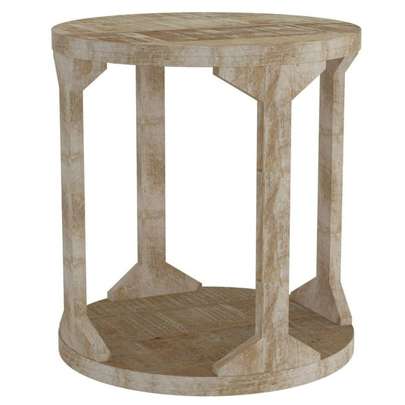 Table d’appoint rustique moderne en bois massif, naturel vieilli
