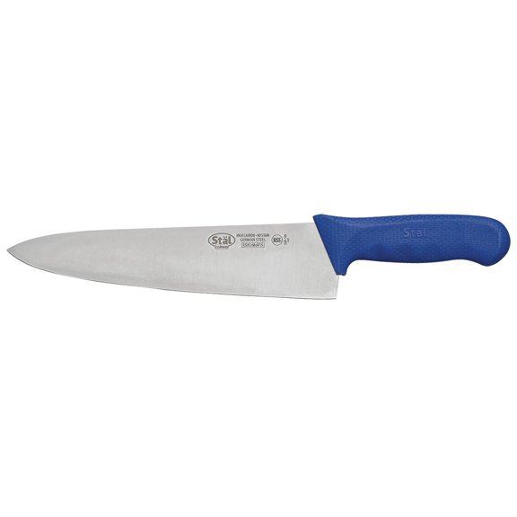 Winco KWP-100U Stl Stamped Cutlery Chef's Knife 10" Stainless Steel Blade, Blue Plastic Handle