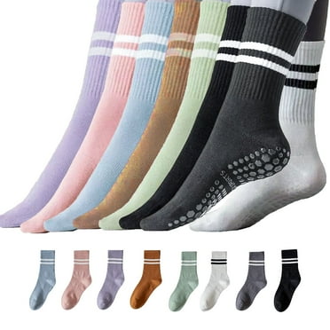 Pinkiou Pilates Socks with Grips for Women 8 Pairs Yoga Socks Barre Socks Non Slip Socks for Ballet, Workout and Home