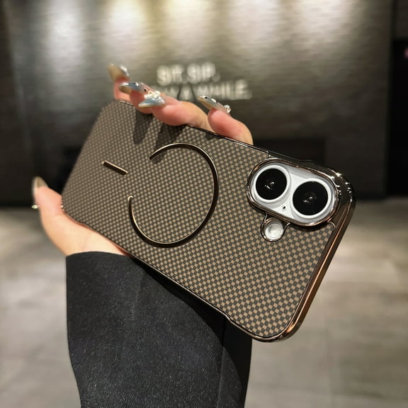 Decase Kevlar-Texture Magnetic Case for iPhone 17,Slim Frameless Back Cover, Hard PC Shock-Absorbent, Anti-Scratch, Heat-Dissipating, Anti-Fingerprint, Wireless-Charging Compatible,Brown