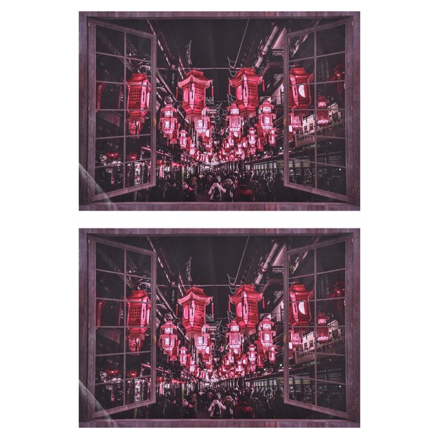 2 pegatinas de pared autoadhesivas con patrón de ventana falsa en 3D, calcomanía decorativa para dormitorio y sala de estar