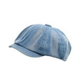 thumbnail image 4 of Boina para mujer, gorra de vendedor de periódicos, informal, de 8 paneles, estilo pintor, con visera Azul, 4 of 9