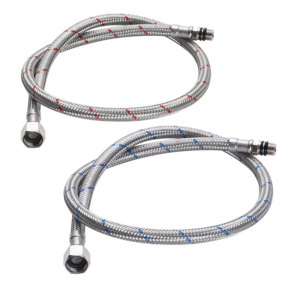 Aquaterior® 28" Braided Faucet Hoses 3/8" Female x M10 Male Stainless
