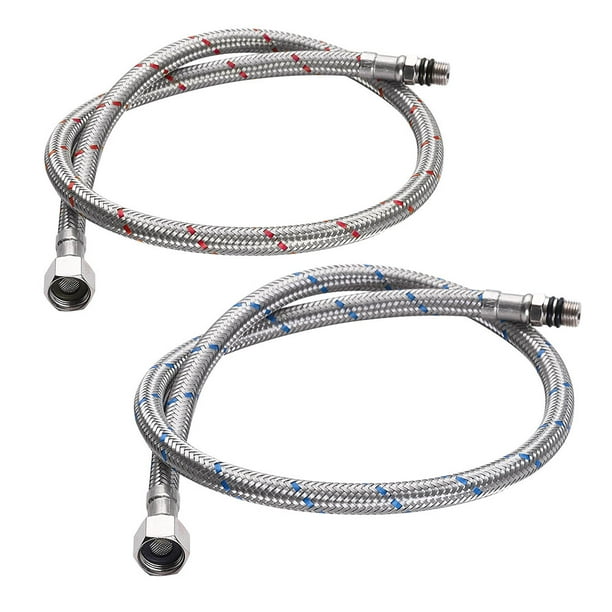 Aquaterior® 28" Braided Faucet Hoses 3/8" Female x M10 Male Stainless