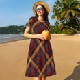 thumbnail image 4 of Disketp Buffalo Check Plaid para Vestido de Manga Corta para Mujeres, Vestidos de Verano para Mujeres, Casual y Holgado para la Playa, 4 of 6
