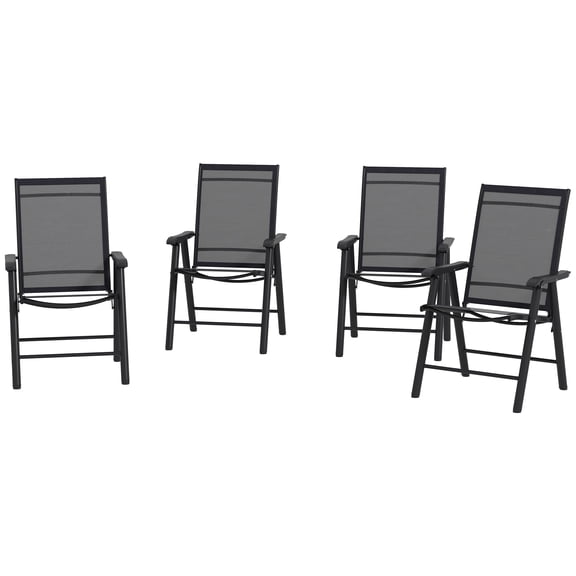 Homiyad 4-Pack Black Folding Chairs Stackable Patio Dining Versatile Seating | Aosom.com